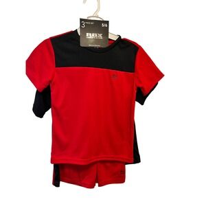 NWT RBX Boys 3 Piece Activewear Set Red Black Shirts and Shorts Size 5/6 $38